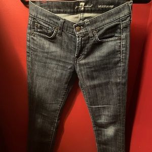 7 For All Mankind Size 25 Roxanne Jeans Dark Wash Embroidered Pockets Belt Loops